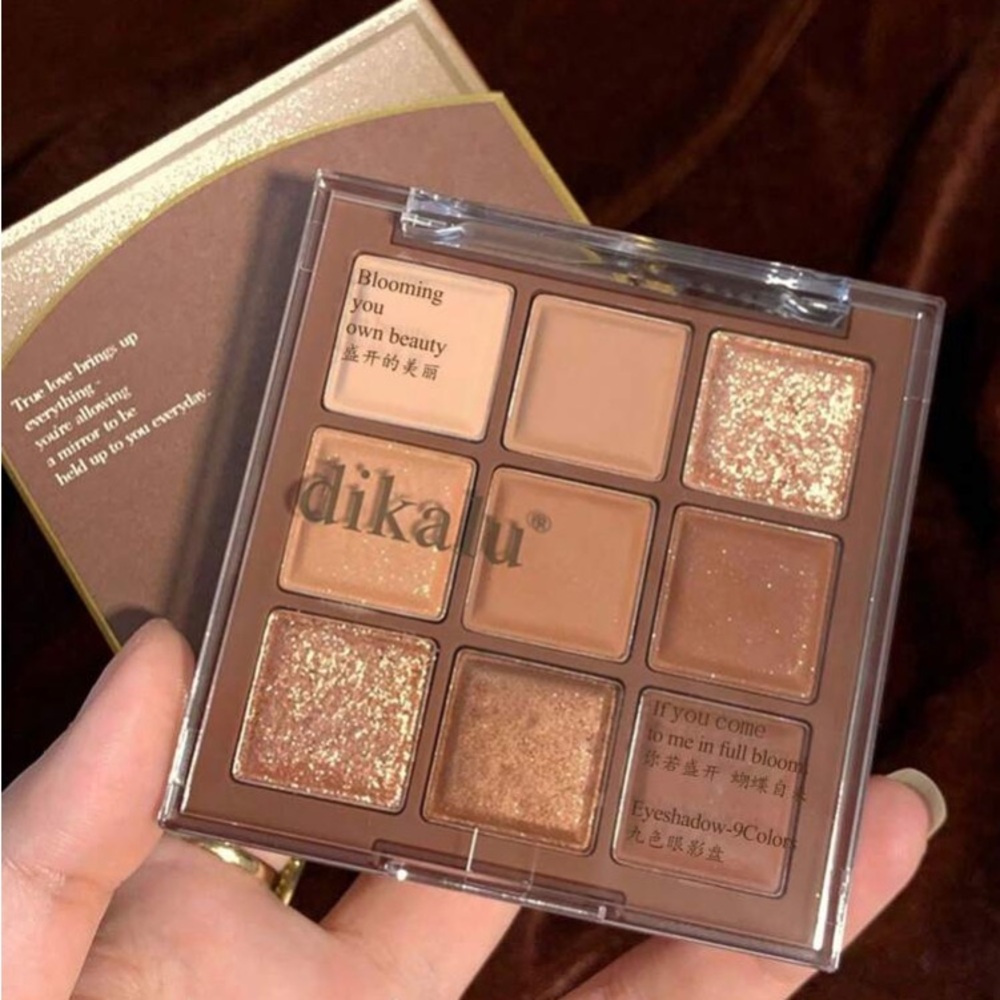 DIKALU 9-Color Eyeshadow Palette, Shimmer & Matte Smudge Proof Eye Shadow Makeup